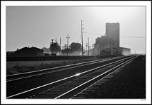 Shimmering Rails and Misty Sunrise I