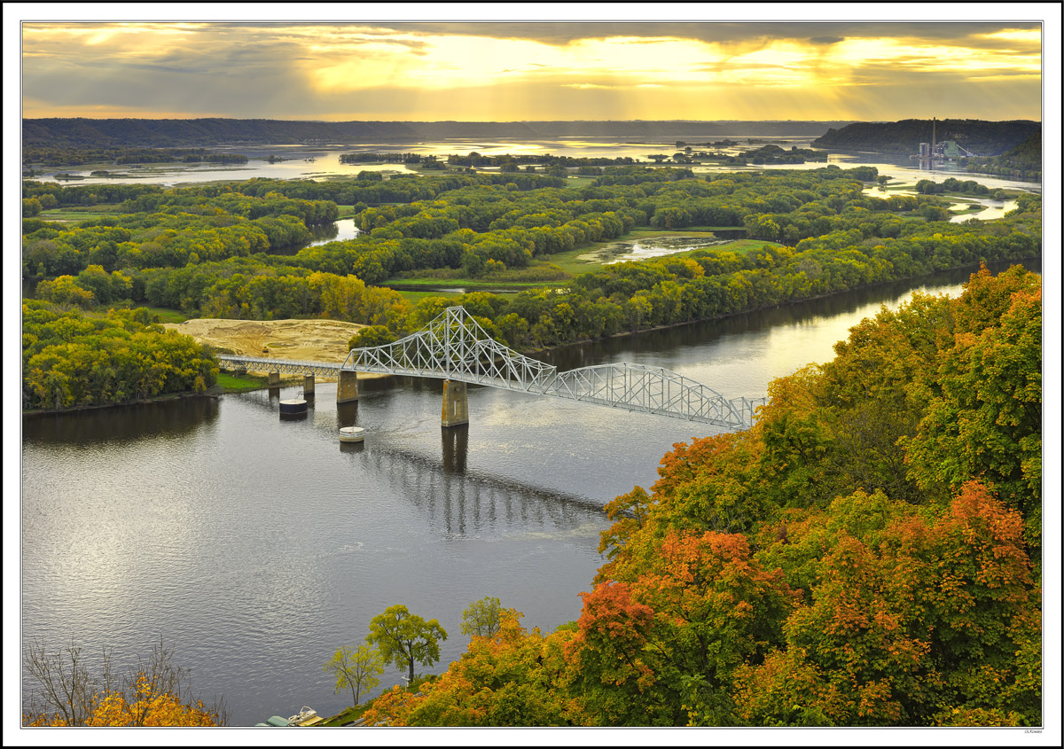 Dawn Breaks Through The Autumn Haze At Black Hawk Bridge