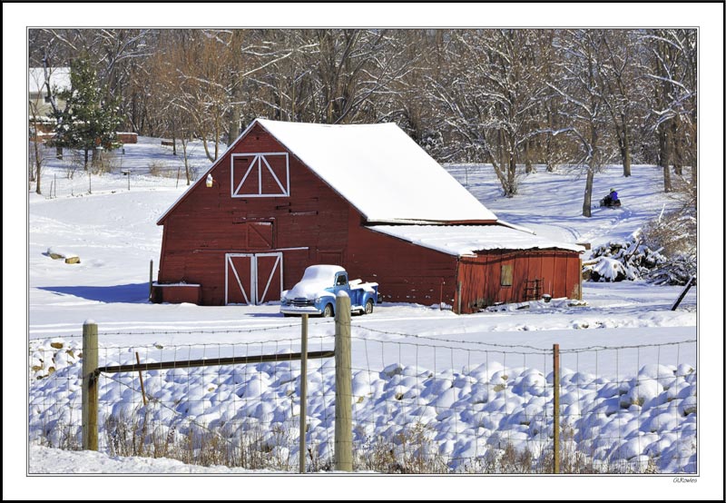 Snowmobiling Around The Barn