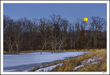 Full Moon Rising Over Winter Cove Catching Sunset's Last Light 