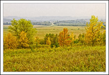 An Autumn Road Winds Into the Foggy Bluffs