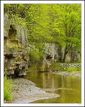 Sandstone Bluffs Mirrored In Peas Creek