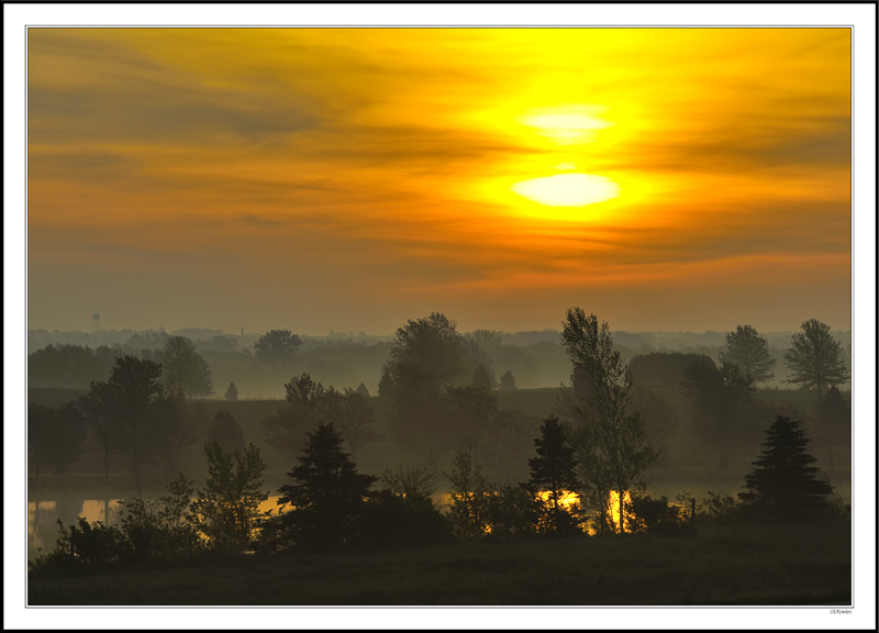 Dawn-Bleached Misty Pond