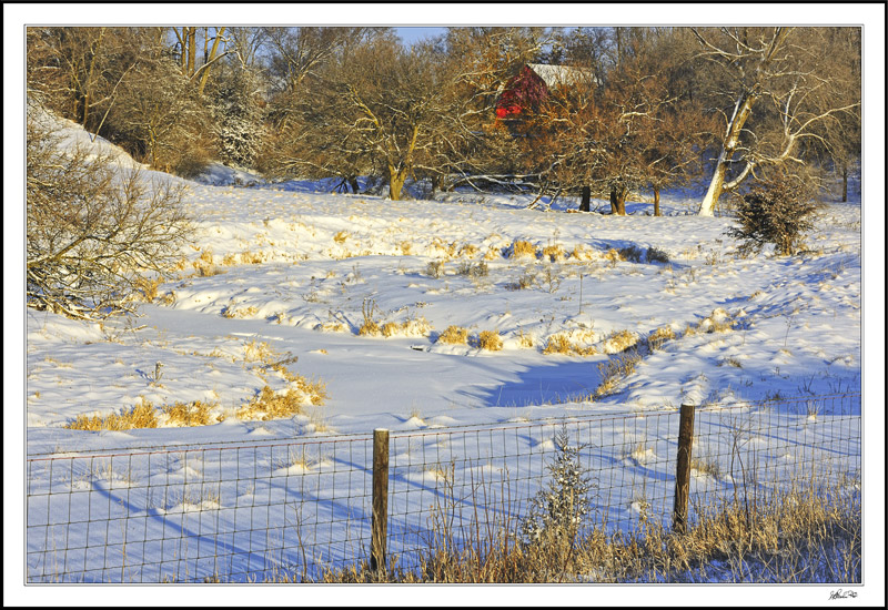 Bluff Creek Winds Its Way To The Distant Barn After The Storm