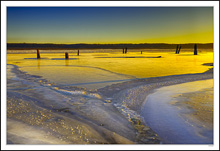 Morning Sun Paints A Golden Patina On The Frozen Cove