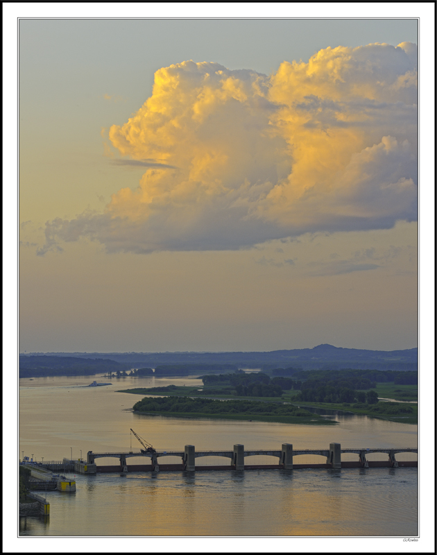 Passing Sunset Cloud Pauses Over The Mississippi I